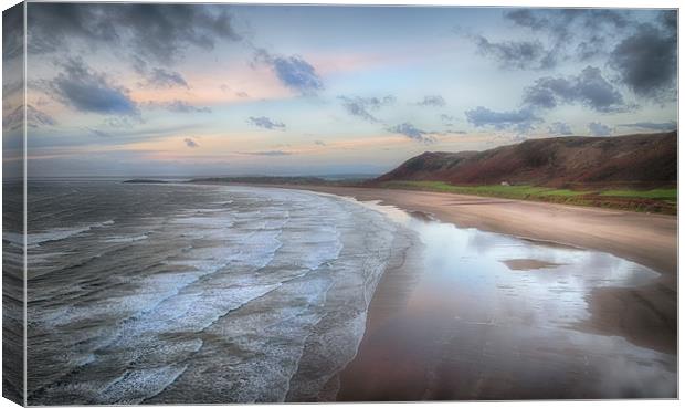 Dusk at Rhossili Bay Canvas Print by Leighton Collins