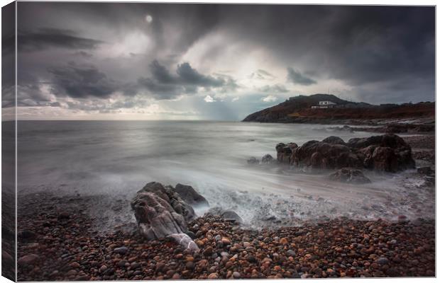Storm clouds over Bracelet Bay Canvas Print by Leighton Collins