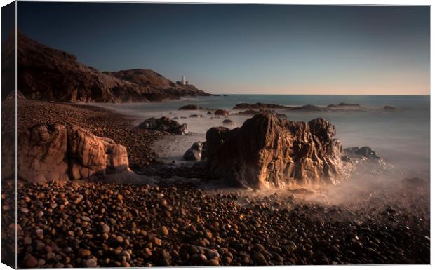 The rocky foreshore at Bracelet Bay Canvas Print by Leighton Collins