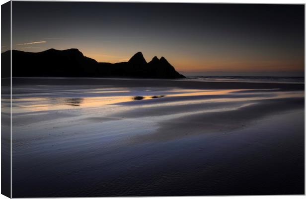 Daybreak at Three Cliffs Bay Canvas Print by Leighton Collins
