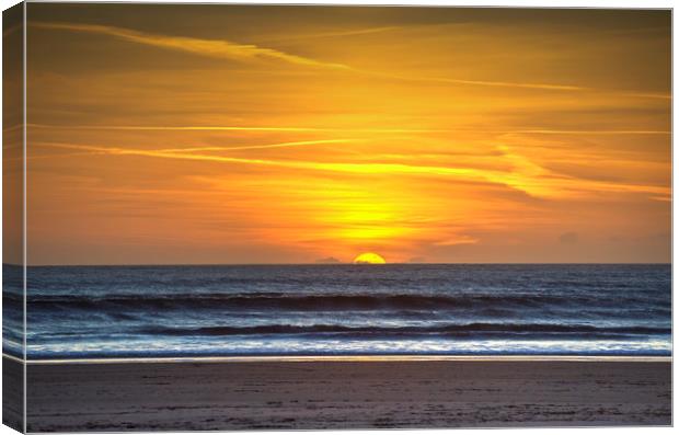 Sunset at Aberavon beach Canvas Print by Leighton Collins