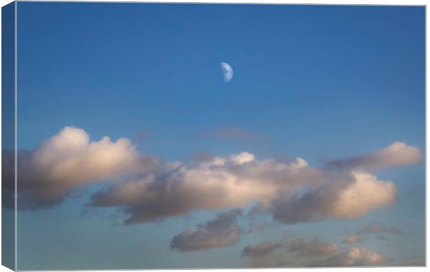 Half moon and clouds Canvas Print by Leighton Collins
