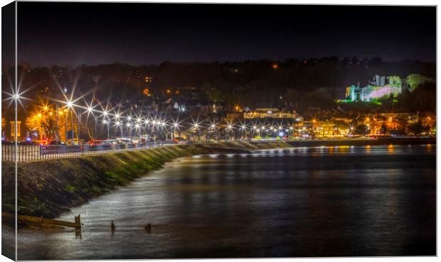 Oystermouth promenade by night Canvas Print by Leighton Collins