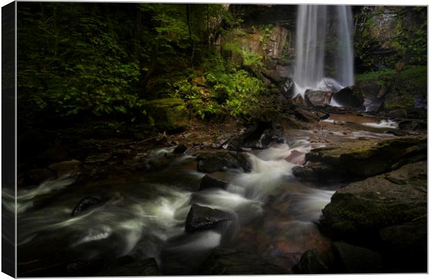 Melincourt waterfall in Resolven, South Wales Canvas Print by Leighton Collins