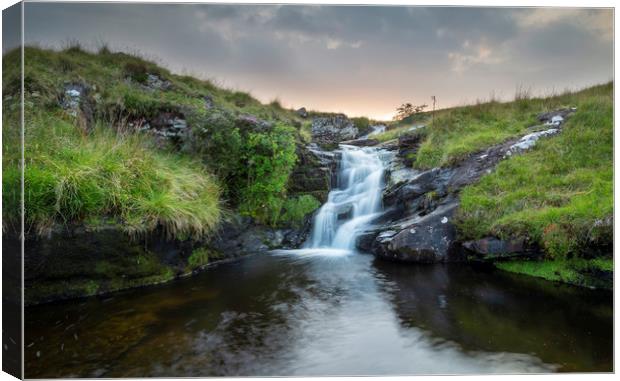 Waterfall at sunset Canvas Print by Leighton Collins