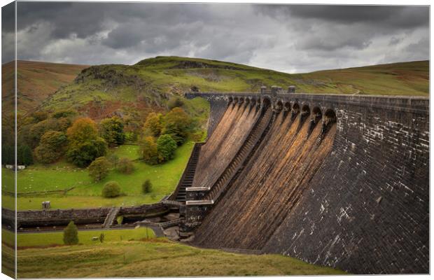 The Claerwen reservoir dam in Powys Canvas Print by Leighton Collins