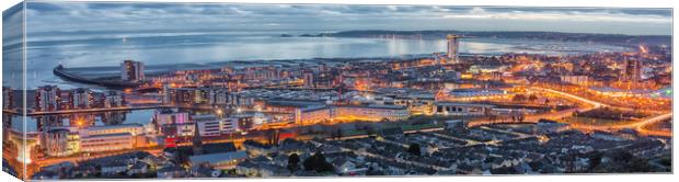 Evening over Swansea city Canvas Print by Leighton Collins