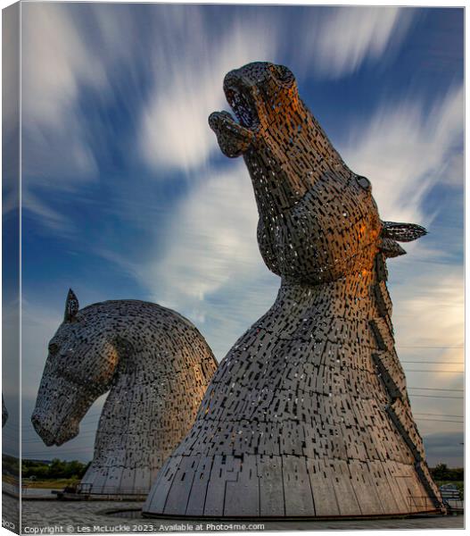 The Kelpies Attraction Canvas Print by Les McLuckie