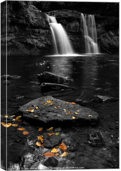 Black Linn Falls Calderglen Country Park Walk Canvas Print by Les McLuckie