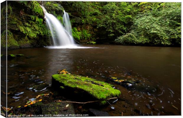 Black Linn Falls Calderglen Country Park Walk Canvas Print by Les McLuckie