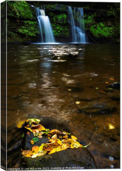 Black Linn Falls Calderglen Country Park Walk Canvas Print by Les McLuckie