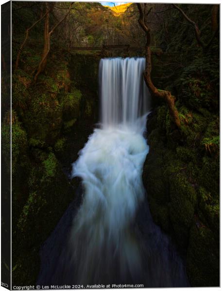 Alva Glen Waterfall Scotland Canvas Print by Les McLuckie