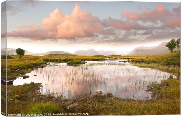 Majestic Reflections of Rannoch Moor Canvas Print by Les McLuckie