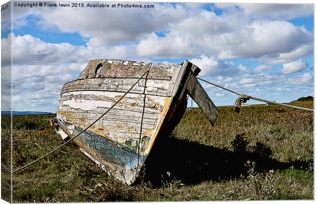 Art work Abandoned boat on Heswall Beach Canvas Print by Frank Irwin