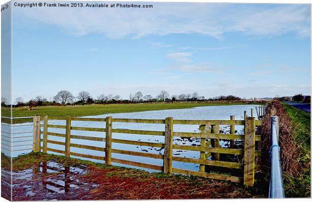 A flooded field on Wiral Canvas Print by Frank Irwin