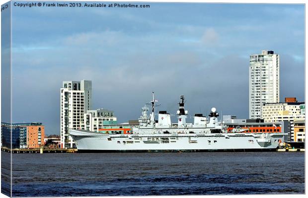 HMS Illustrious berthed in Liverpool Canvas Print by Frank Irwin