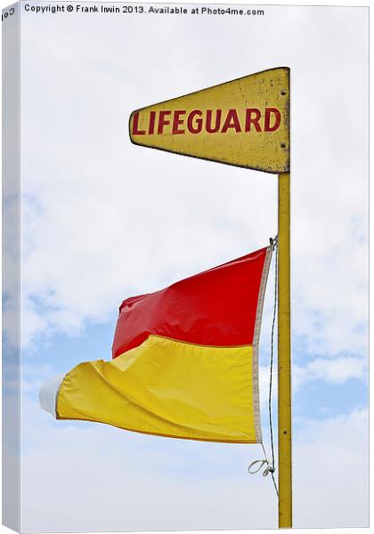 A beach Lifeguard flag Canvas Print by Frank Irwin