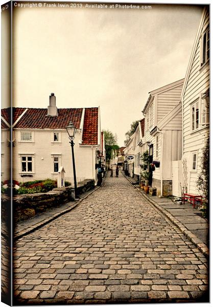 A typical street in Old Stavanger (Grunged) Canvas Print by Frank Irwin