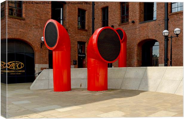 Red ventilators in Liverpool’s Albert Dock Canvas Print by Frank Irwin