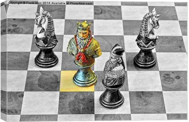 A King from a medieval chess set on a conventional Canvas Print by Frank Irwin