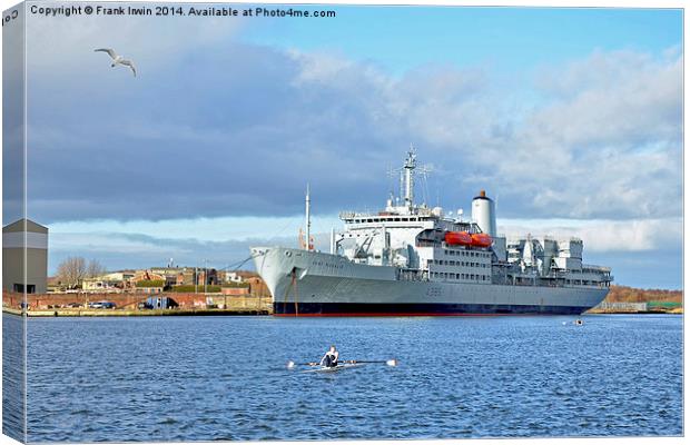 RFA Fort Rosalie & sculler Canvas Print by Frank Irwin