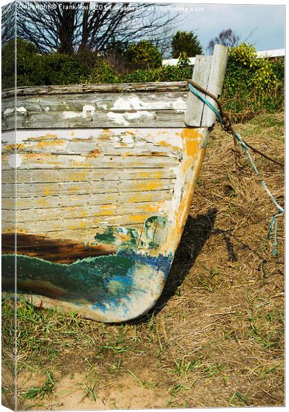 Bow section of a boat rotting away at Heswall Beac Canvas Print by Frank Irwin