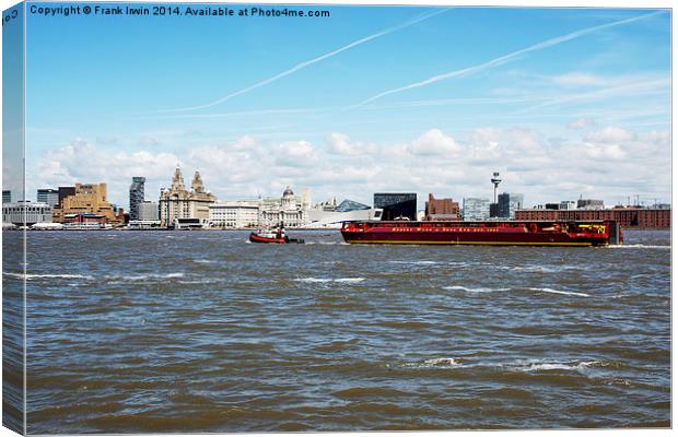 Towing a barge on the River Mersey Canvas Print by Frank Irwin