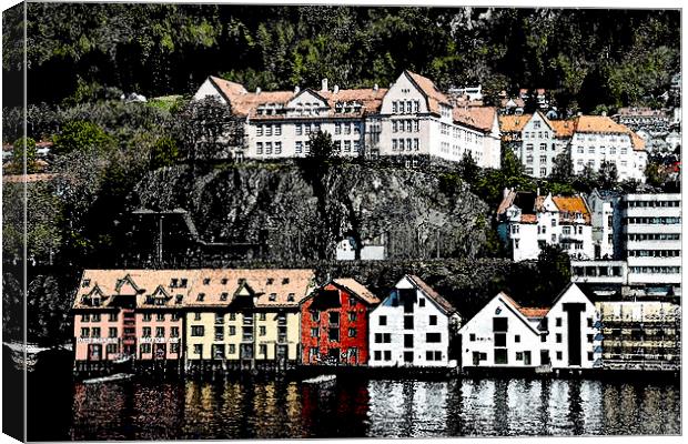  ‘Arriving at Bergen’ Norway, as a painting Canvas Print by Frank Irwin