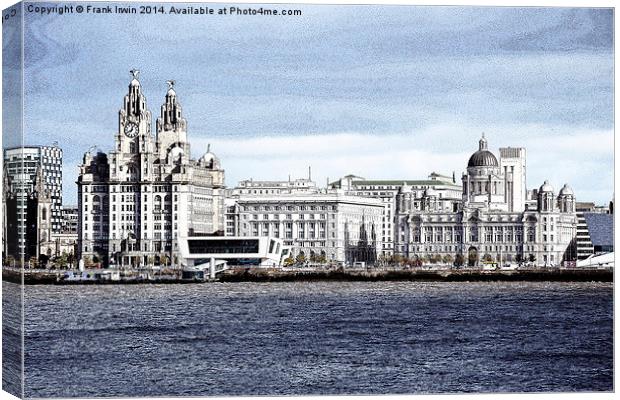  Liverpool’s ‘Three Graces’ artistically portrayed Canvas Print by Frank Irwin