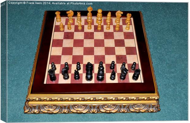 Eearly 1900s chess set on a medieval style board Canvas Print by Frank Irwin