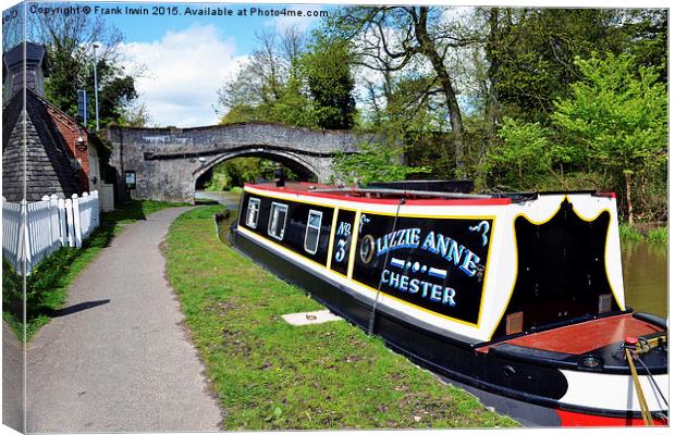  A narrow boat on the Shropshire union canal. Canvas Print by Frank Irwin