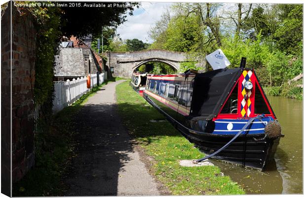 A Canal Narrowboat berthed on the Shropshire Union Canvas Print by Frank Irwin