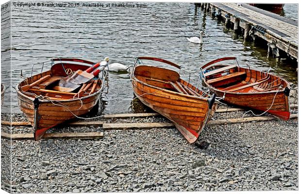  Rowing boats for 'hire on' Windermere Canvas Print by Frank Irwin