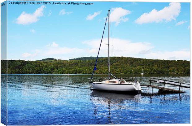 A yacht lies anchored on Windermere Canvas Print by Frank Irwin