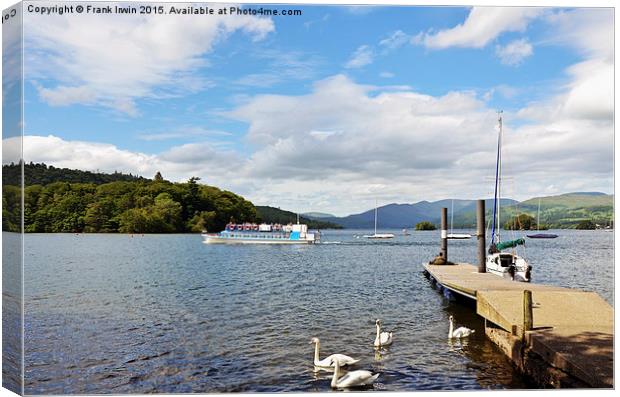  A cruise boat sails along Windermere Canvas Print by Frank Irwin