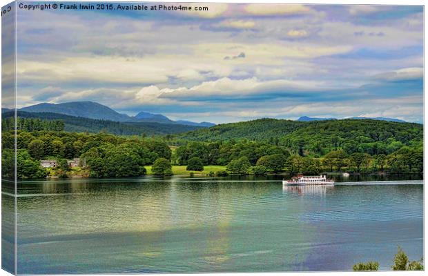  A cruise boat sails along on Windermere Canvas Print by Frank Irwin