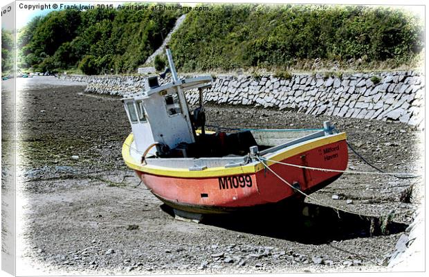  A boat lies in Solva Harbour, Wales, UK (Grunged  Canvas Print by Frank Irwin