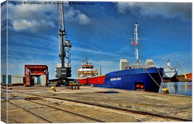  MV Richilieu unloading her cargo in Birkenhead Do Canvas Print by Frank Irwin