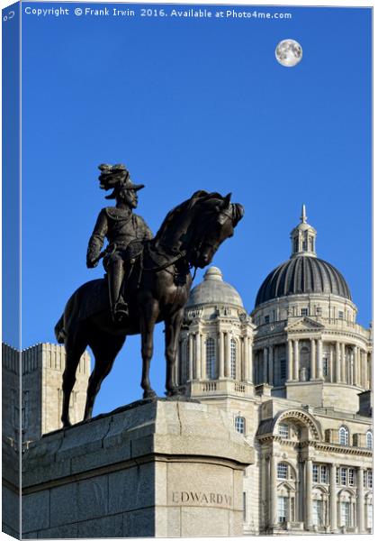Liverpool, Statue of Edward VIII, Cunard Building  Canvas Print by Frank Irwin