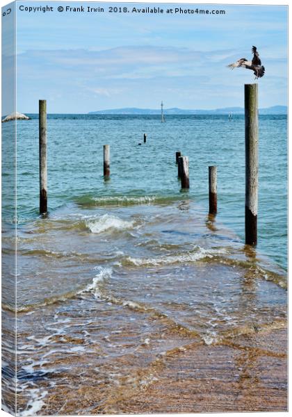 Rhos-on-Sea - fishing boat jetty, submerged Canvas Print by Frank Irwin