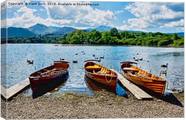 Moored rowing boats on Derwent Water Canvas Print by Frank Irwin