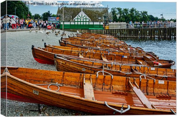Rowing boats available for hire. Canvas Print by Frank Irwin