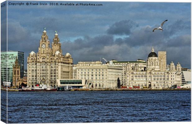 Liverpool's iconic "Three Graces" Canvas Print by Frank Irwin