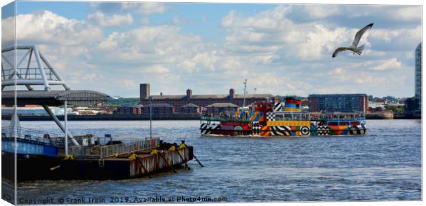 MV Snowdrop motors along the River Mersey.  Canvas Print by Frank Irwin