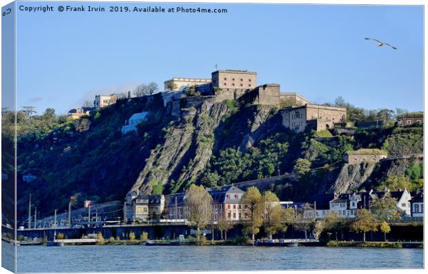 Koblenz, Ehrenbreitstein Fortress on River Rhine Canvas Print by Frank Irwin