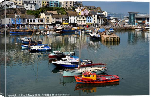 Busy Brixham Harbour  Canvas Print by Frank Irwin