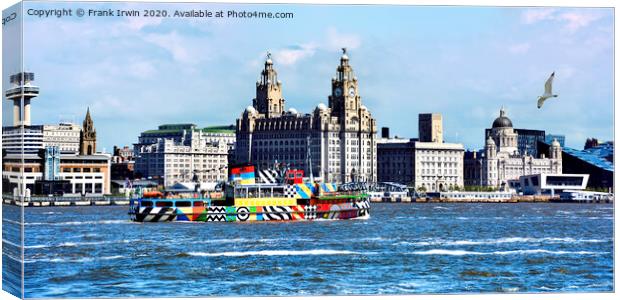 Dazzle ship MV Snowdrop passing Liverpool's Pier H Canvas Print by Frank Irwin