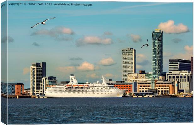 MV Astor berthed at Liverpool's Cruise Terminal Canvas Print by Frank Irwin