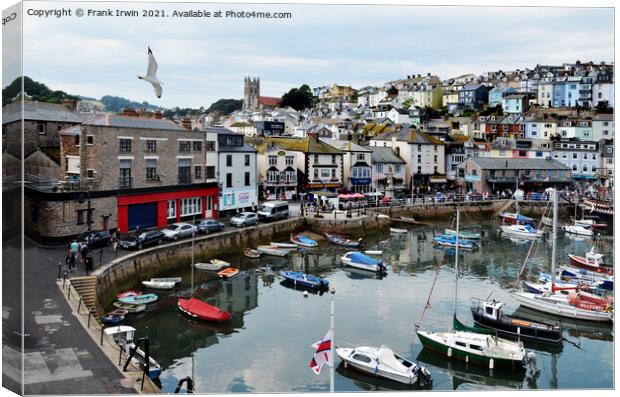 Brixham's busy harbour (Town end) Canvas Print by Frank Irwin