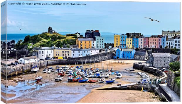 The beautiful Tenby harbour with the tide out Canvas Print by Frank Irwin